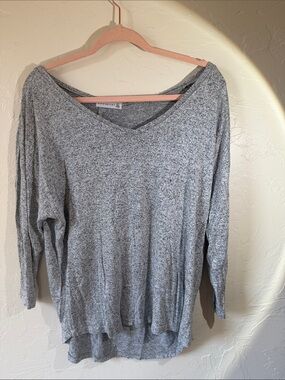 Cozy Gray V-Neck Women's Pullover Sweater